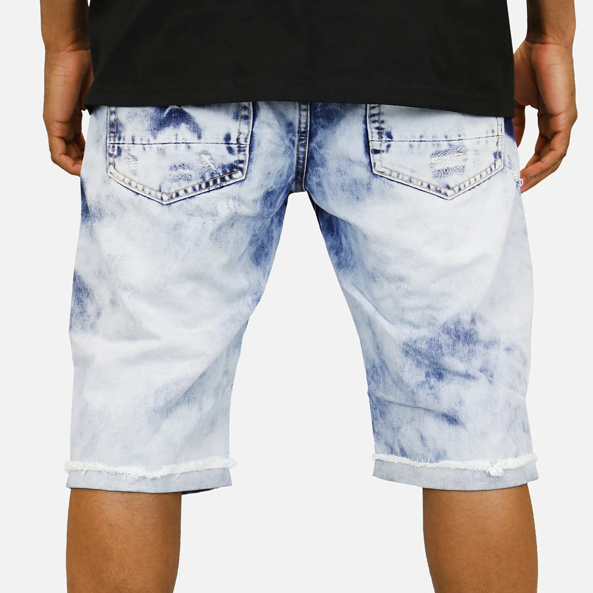 ACID WASH RIP DENIM SHORTS