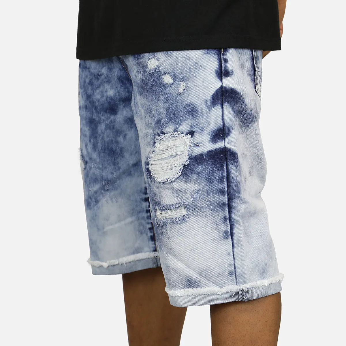 ACID WASH RIP DENIM SHORTS