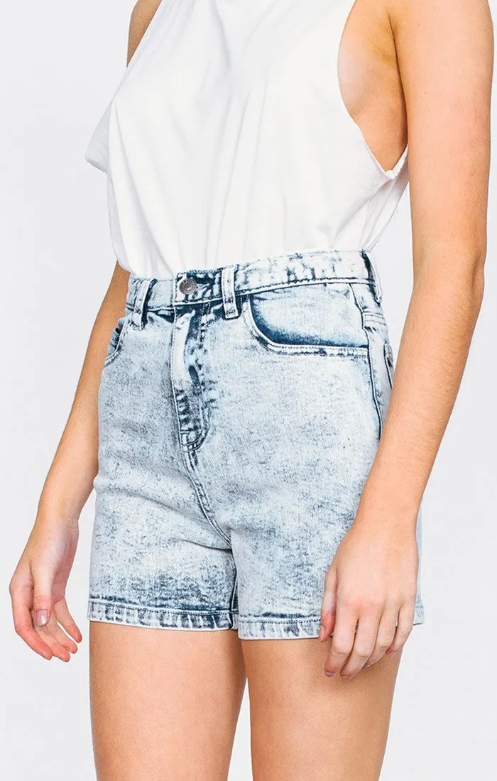 Afends Womens NINETIES - BLUE ACID - denim shorts