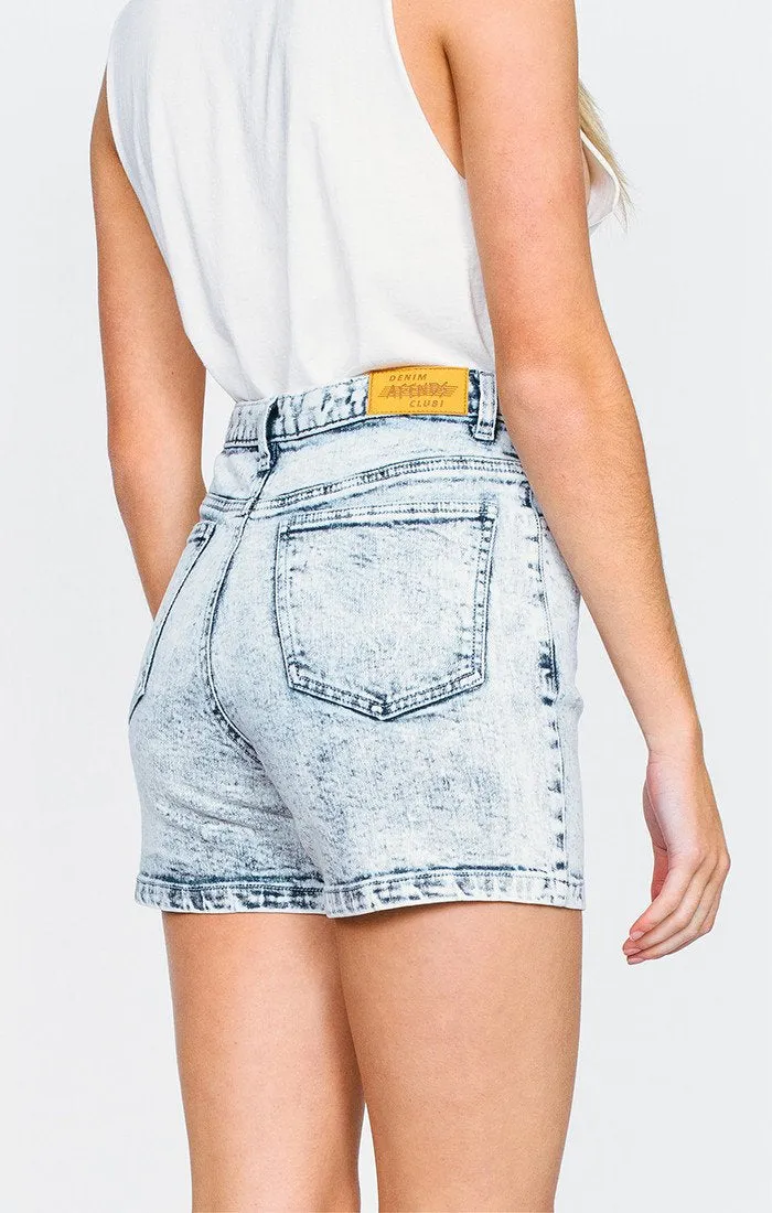 Afends Womens NINETIES - BLUE ACID - denim shorts