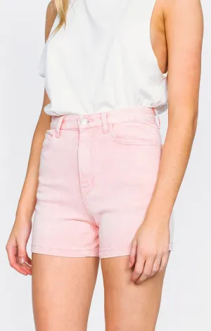 Afends Womens NINETIES - PINK ACID - denim shorts