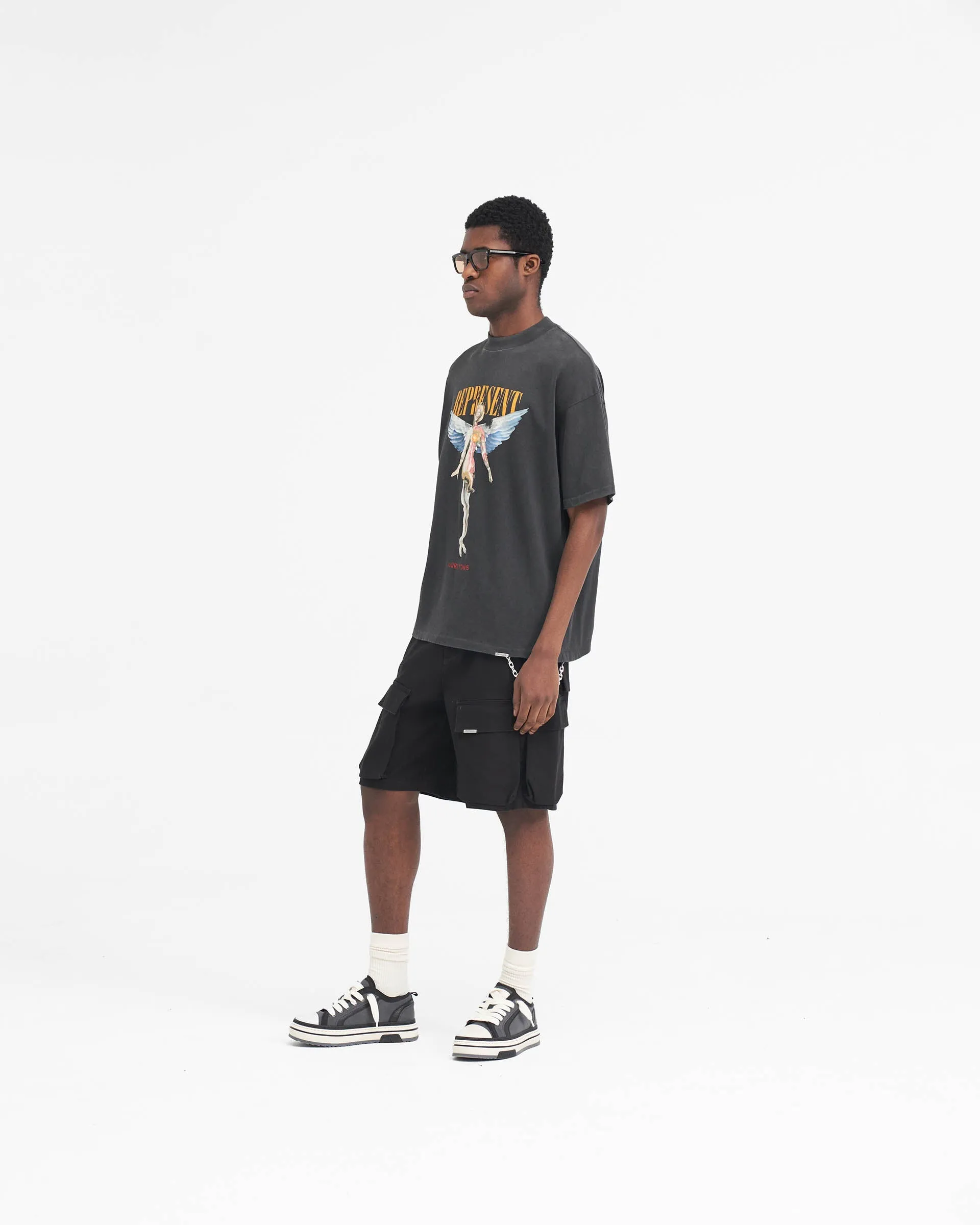 Baggy Cotton Cargo Short - Black