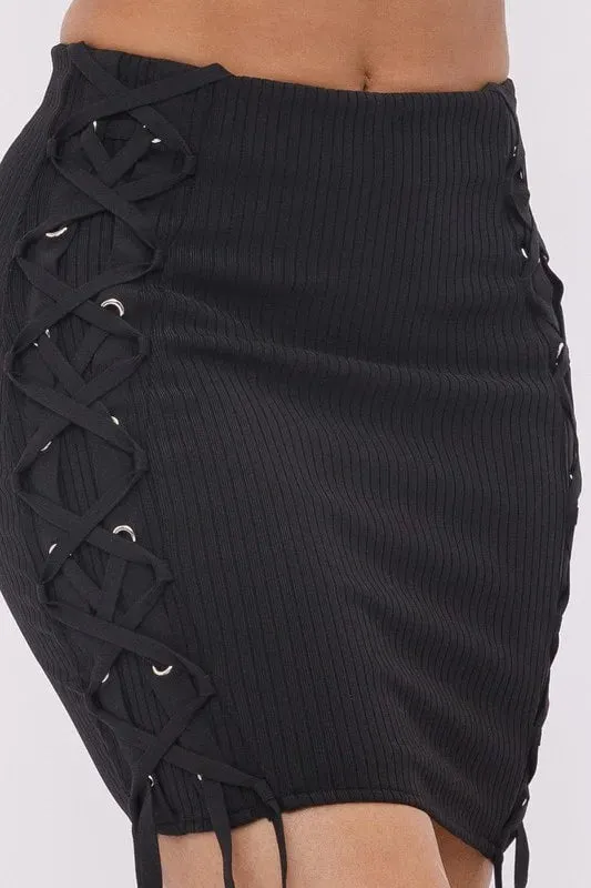 Bandage Lace Up Mini Skirt