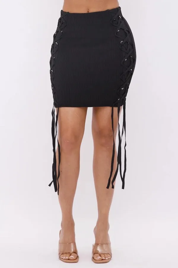 Bandage Lace Up Mini Skirt