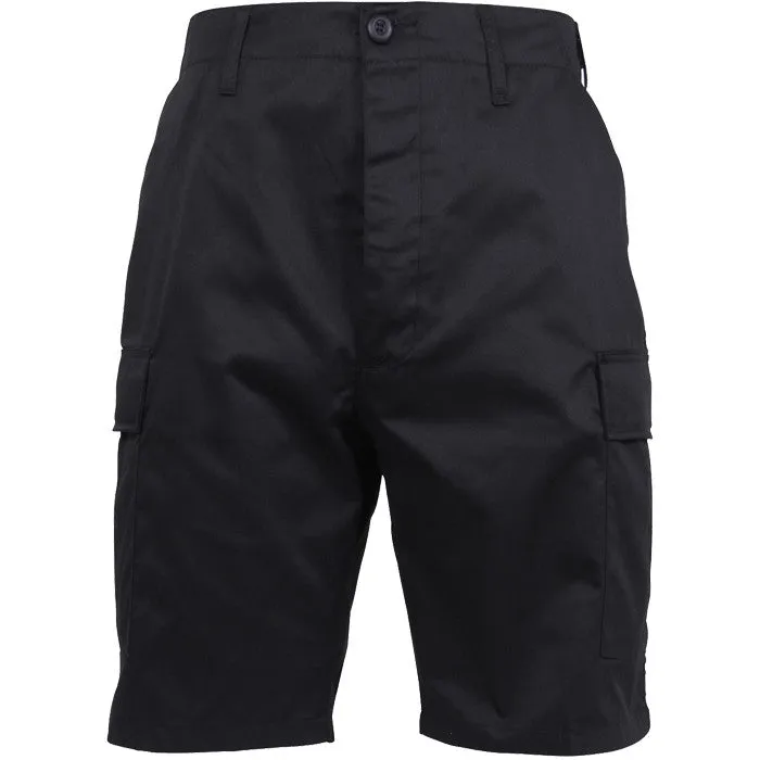 Black - Military Cargo BDU Shorts - Polyester Cotton Twill