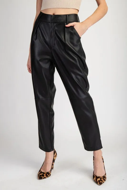 Black Pleather Straight Pants