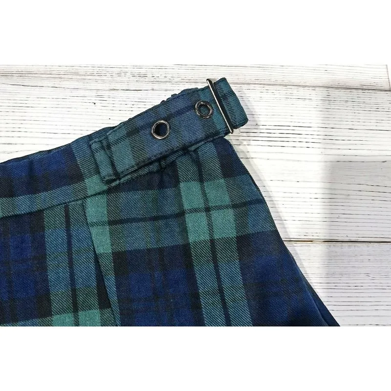 Broadband A-Line Pleated Zipper Plaid Plus Skirt