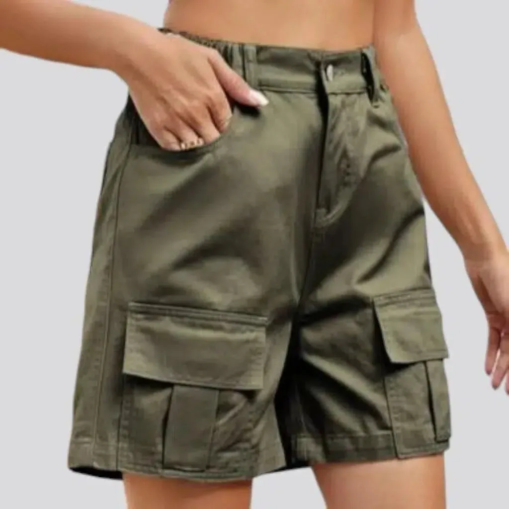 Color cargo jean shorts
 for women