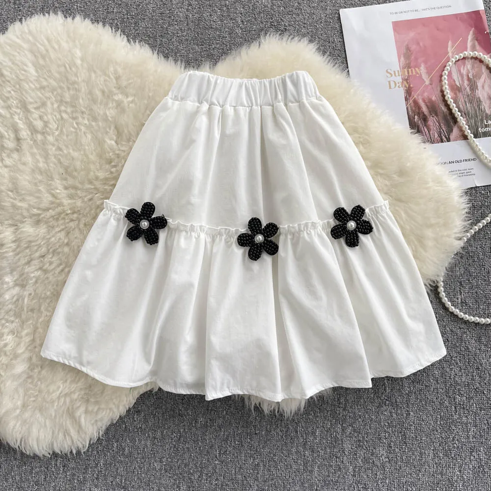 Cute A line flower skirt     S435