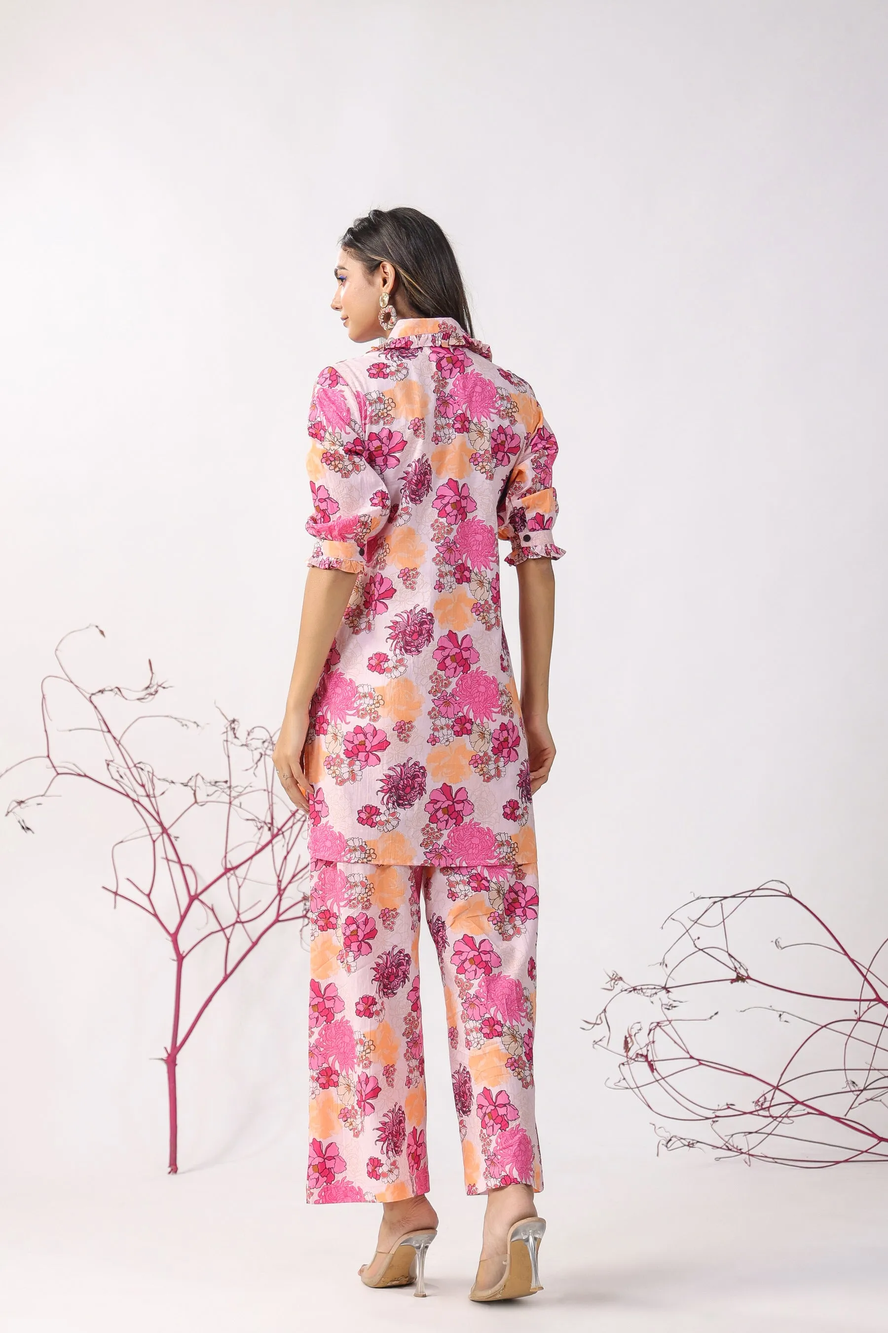 Dahlia on Pink Lounge Palazzo Loungewear Set