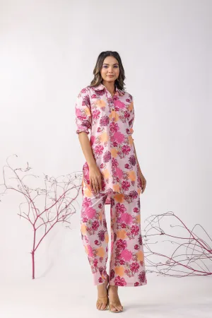 Dahlia on Pink Lounge Palazzo Loungewear Set