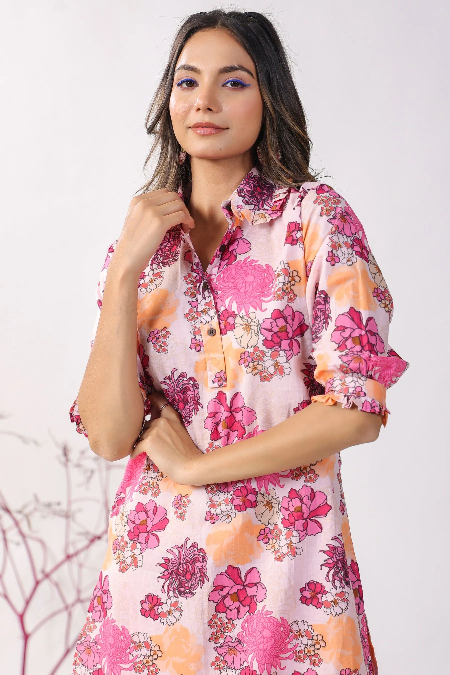 Dahlia on Pink Lounge Palazzo Loungewear Set