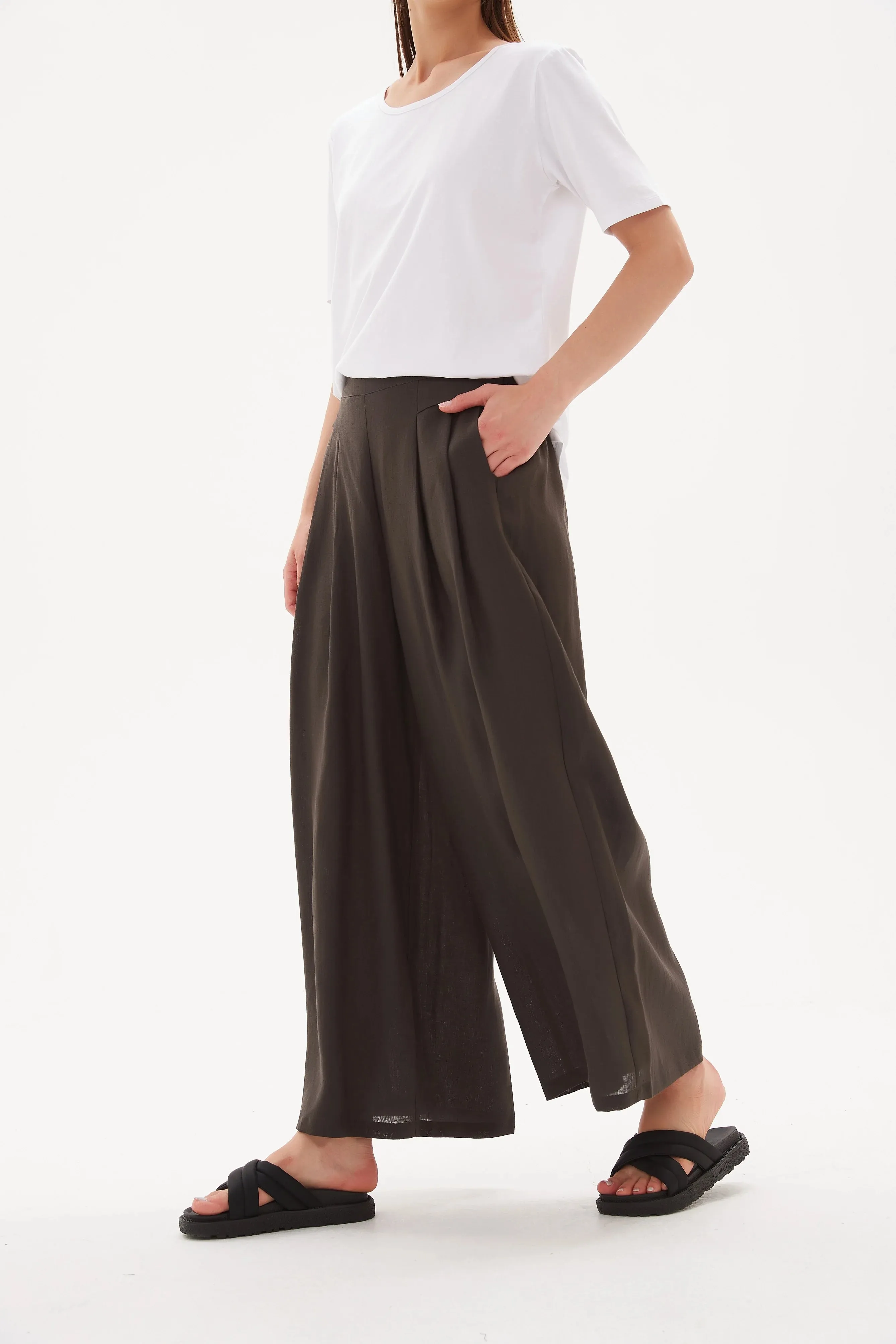 Elastic Back Palazzo Pant