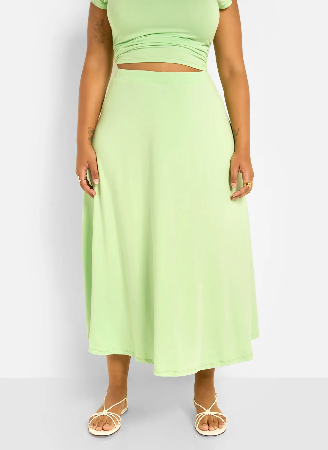 Essential A Line Midi Skirt - Mint Green