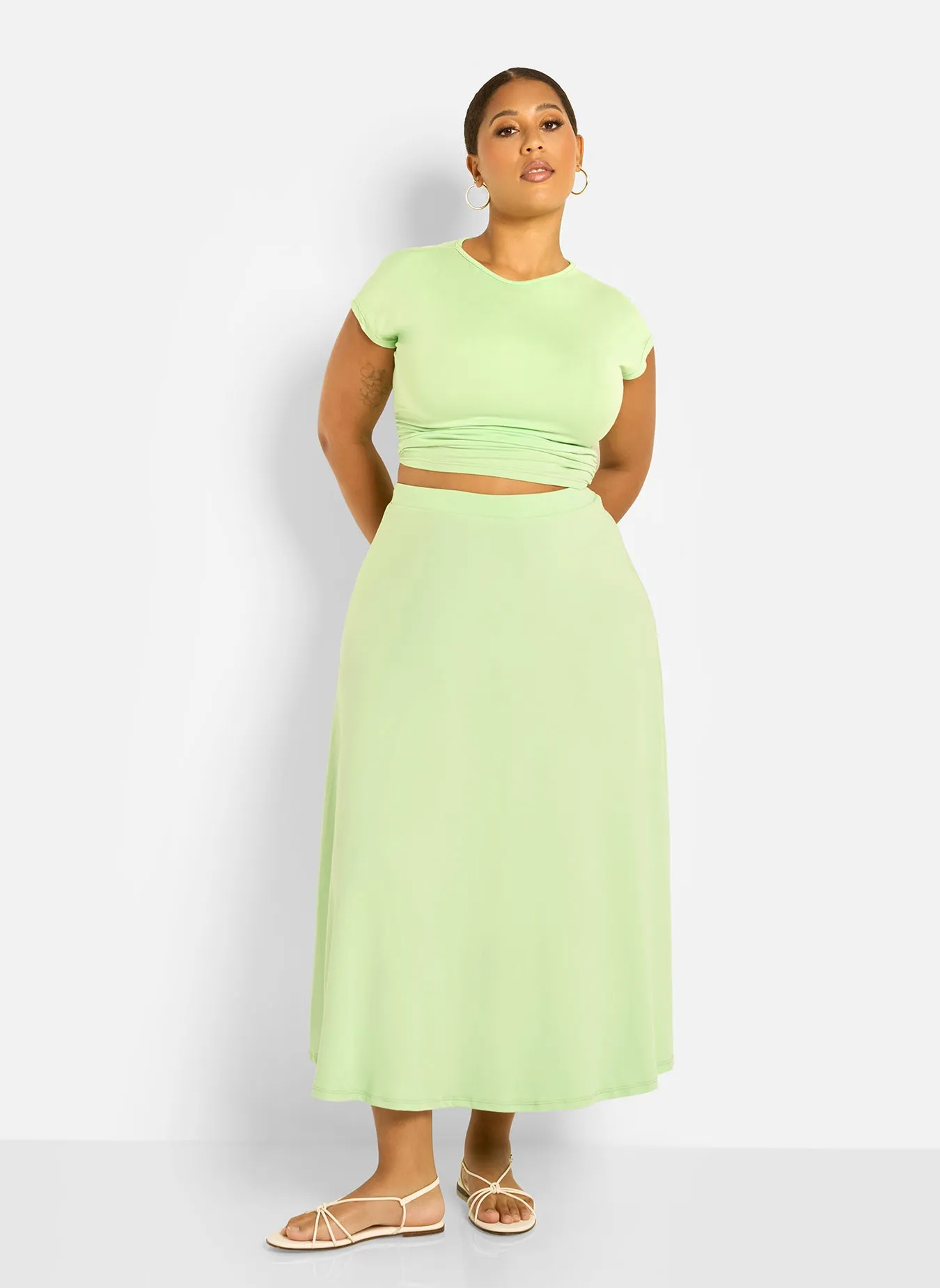 Essential A Line Midi Skirt - Mint Green