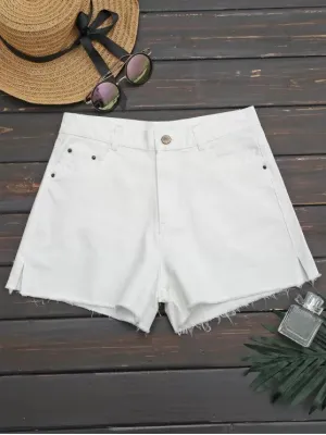 Fashion Side Slit Cutoffs Denim Shorts