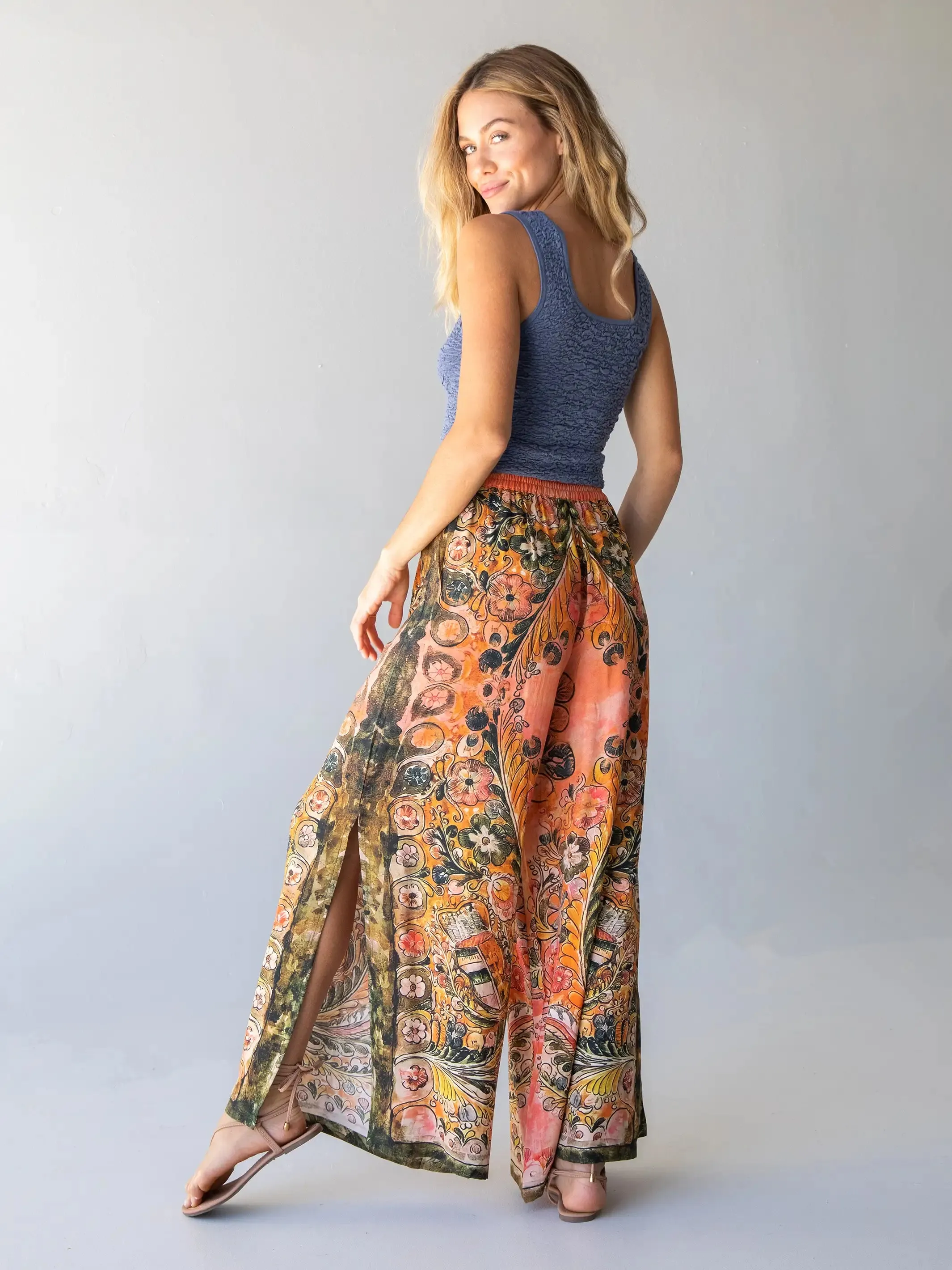 Fiona Palazzo Pant - Coral Floral