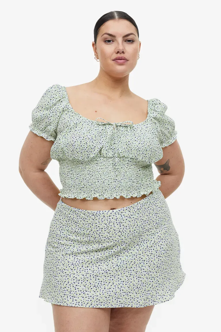 H&M  A-line skirt with a pattern, white/floral