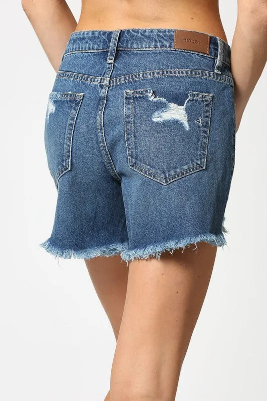 Hidden Jeans Sofie High Rise Dark Denim Mom Shorts