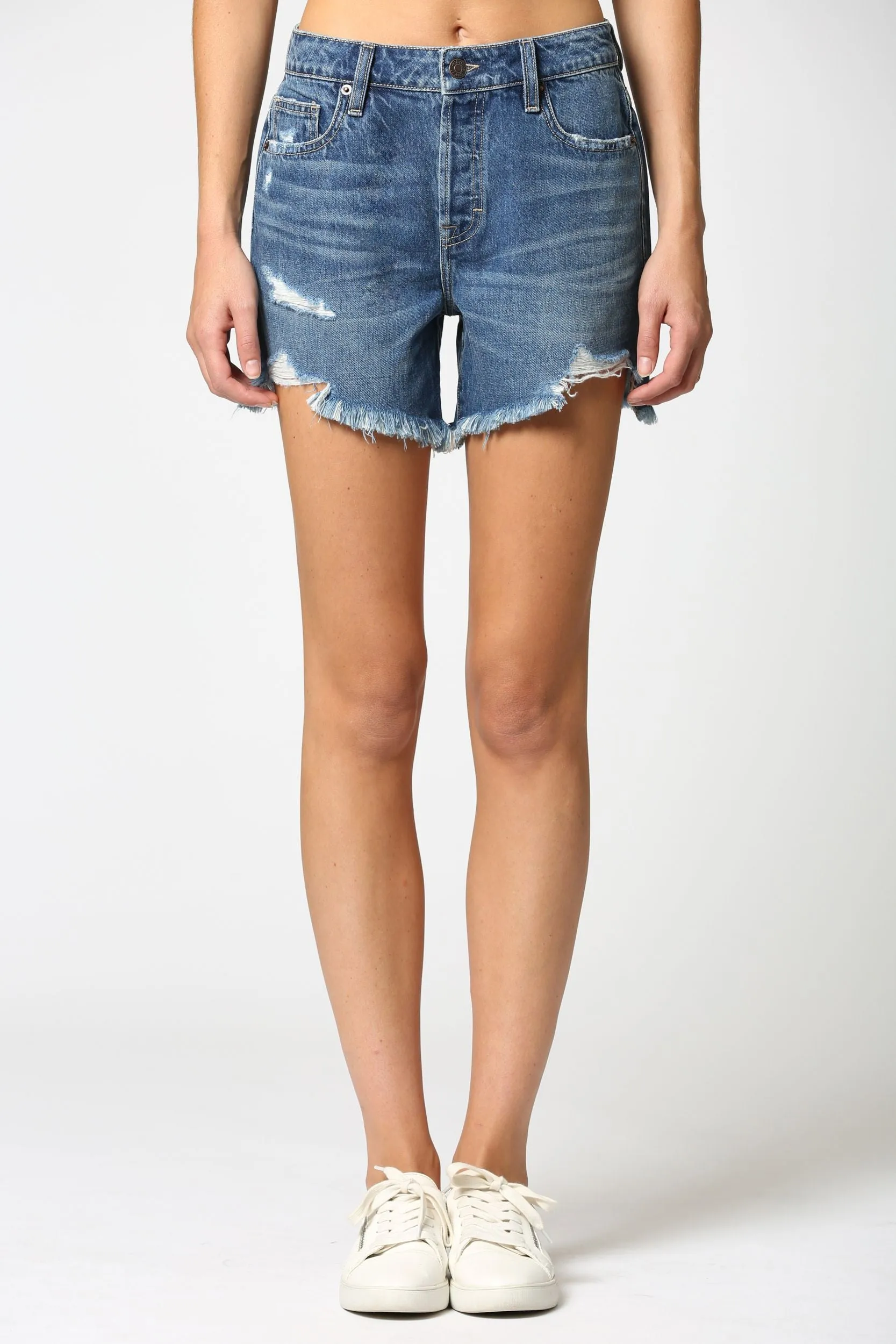 Hidden Jeans Sofie High Rise Dark Denim Mom Shorts