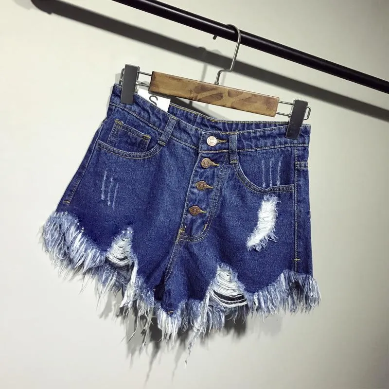 High Waist Ripped Denim Shorts