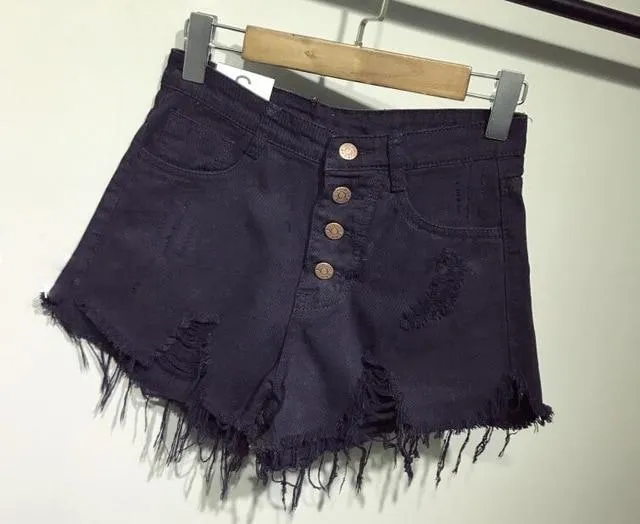 High Waist Ripped Denim Shorts