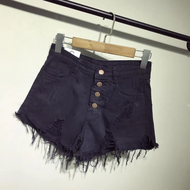 High Waist Ripped Denim Shorts