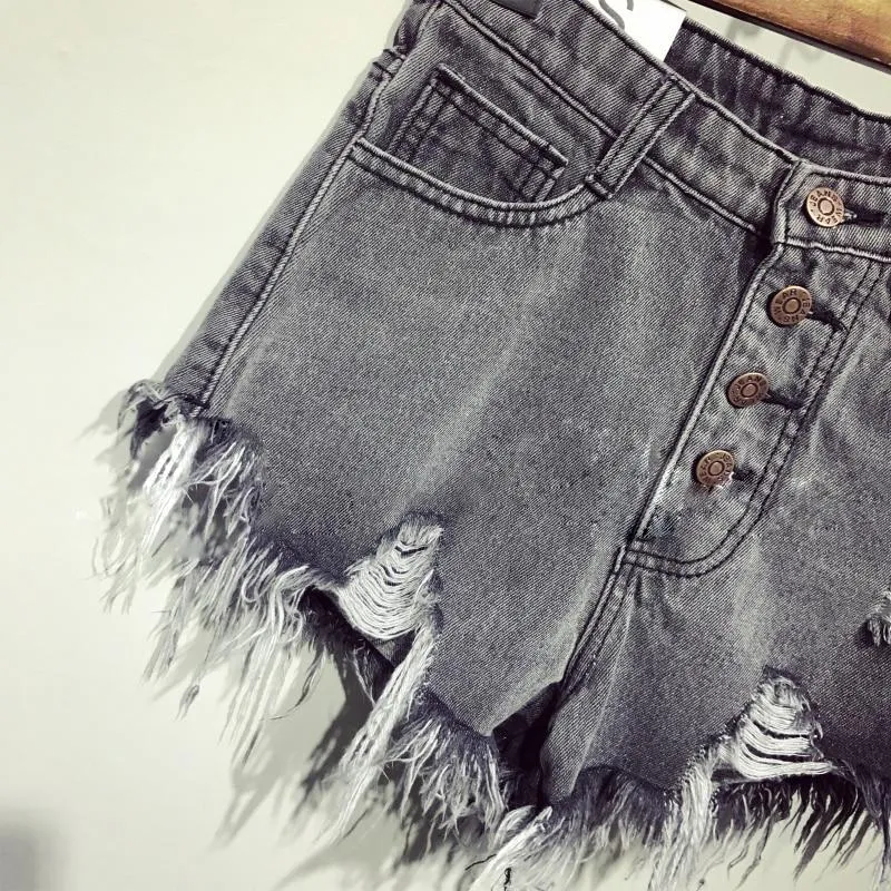 High Waist Ripped Denim Shorts