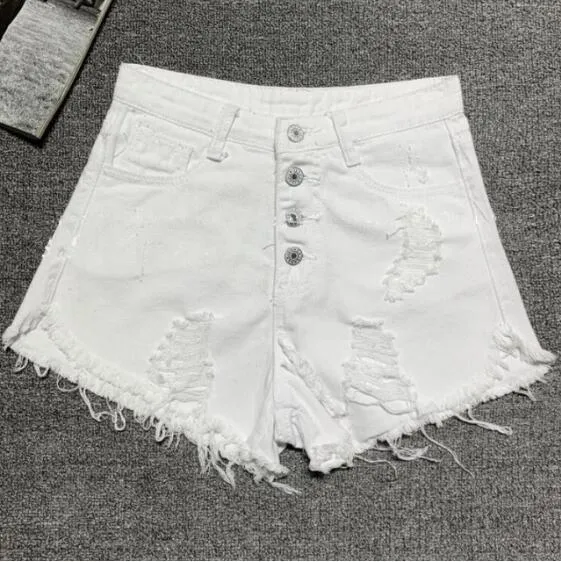 High Waist Ripped Denim Shorts