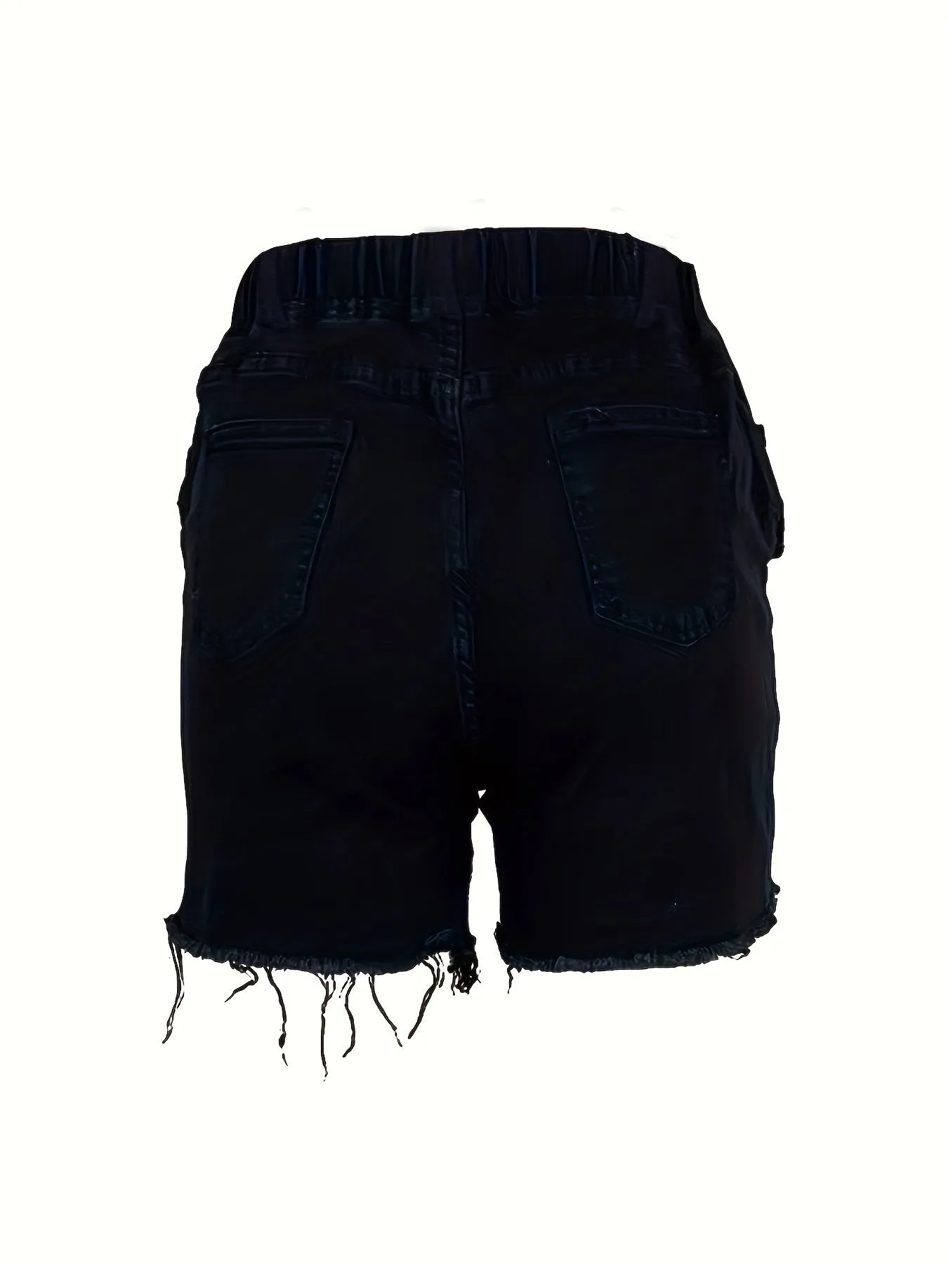 High-Waist Stretch Denim Shorts for Women - Easy-Care, Chic Ripped Detail, Casual Spring/Summer Look