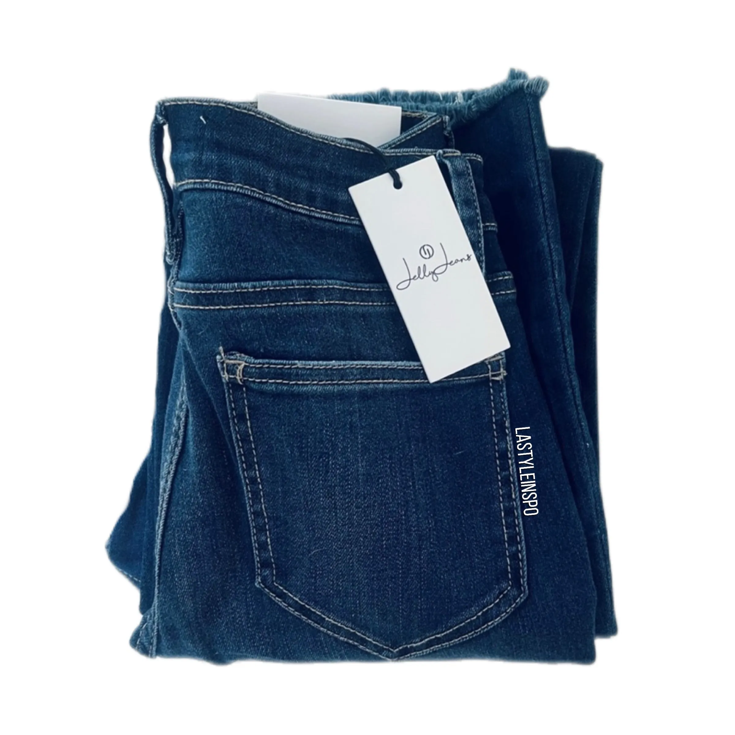 Jelly Jeans Bell Bottom Jeans Frayed High Wasted Indigo Size 1, 3, 5, 7, 9, 11, 13 and Plus 14, 16, 18, 20, 22