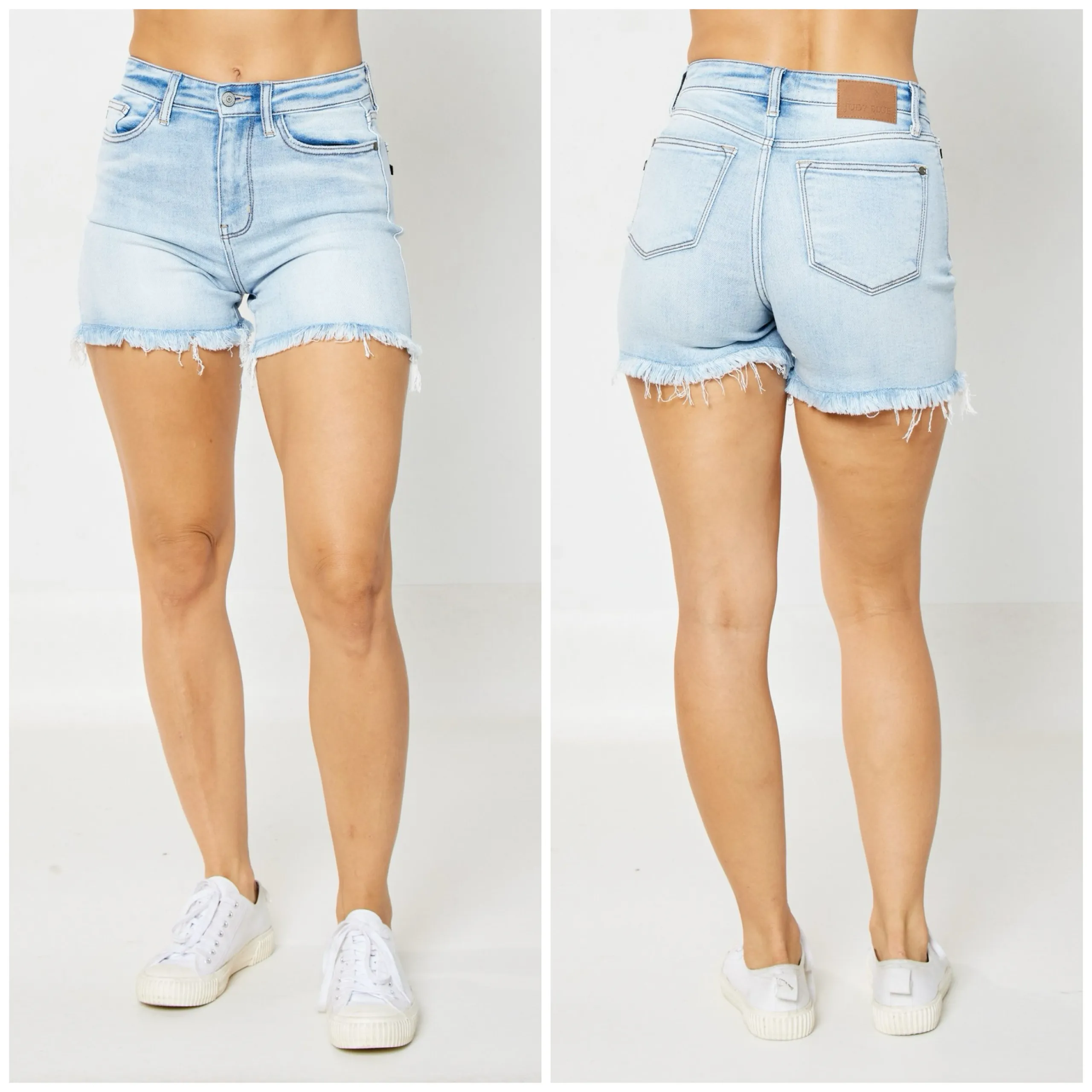 Judy Blue High Waist Frayed Hem Cut Off Dad Shorts