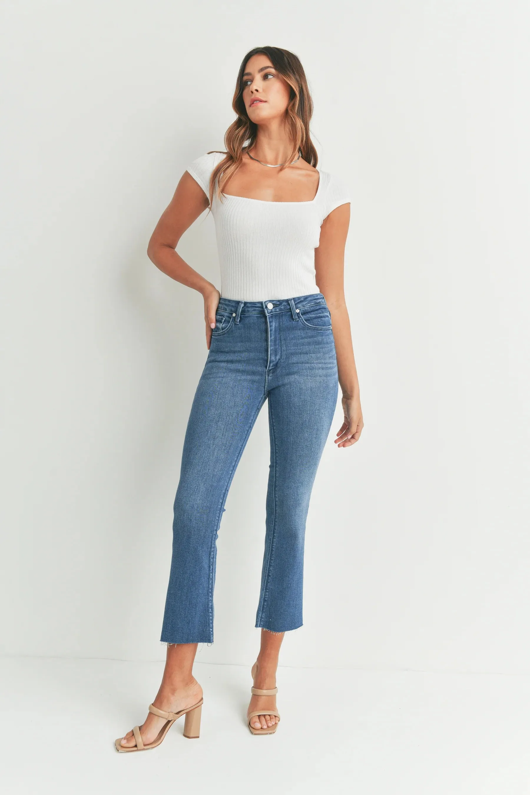 Just Black Denim Tonal Crop Flare Jeans