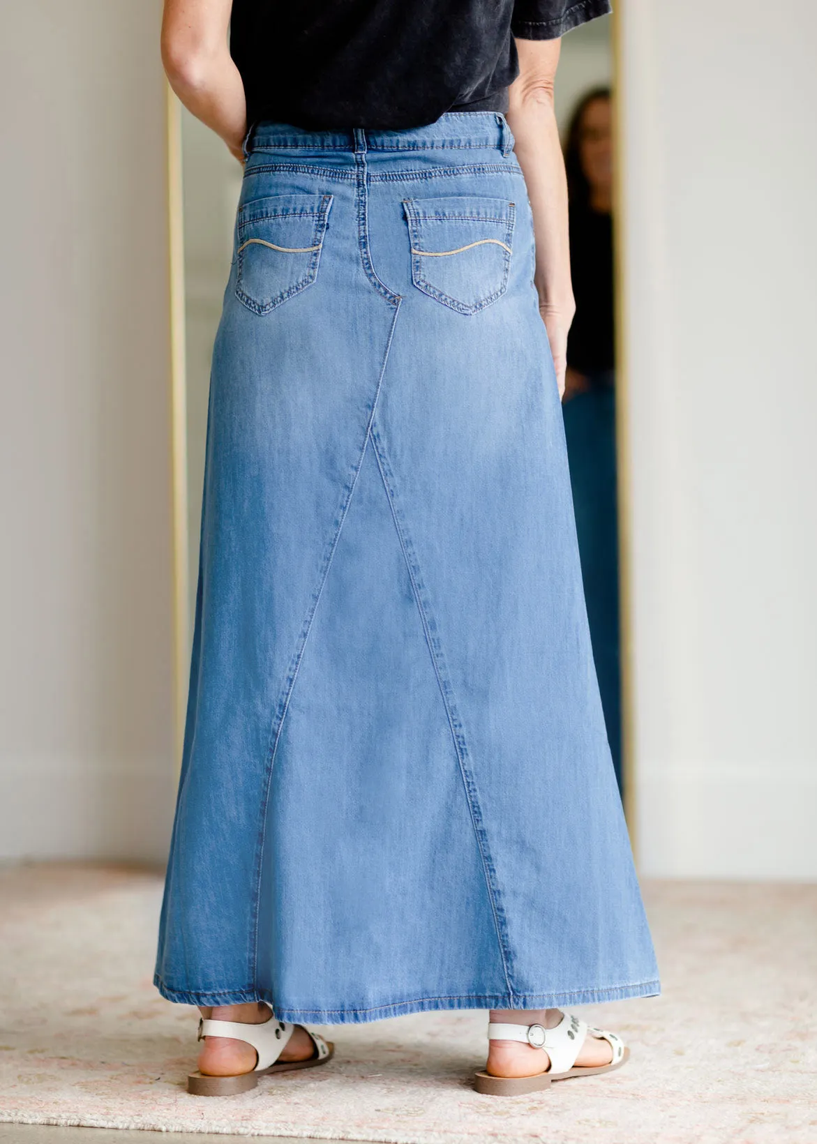 Kathryn A-Line Long Denim Jean Skirt - FINAL SALE