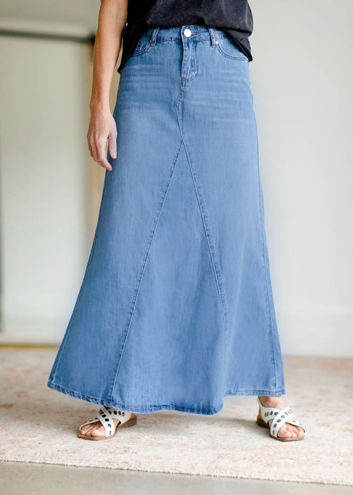 Kathryn A-Line Long Denim Jean Skirt - FINAL SALE