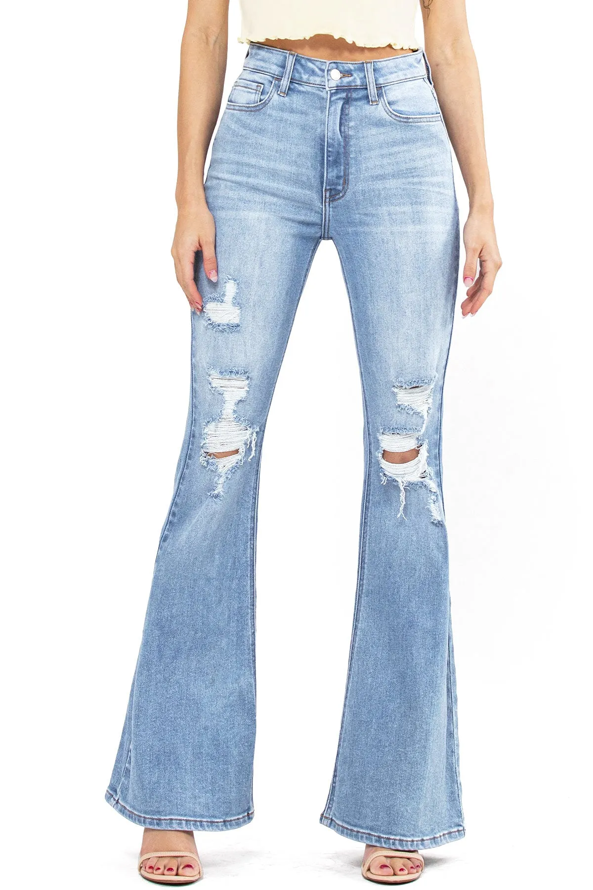 Kira Distressed Flare Jeans