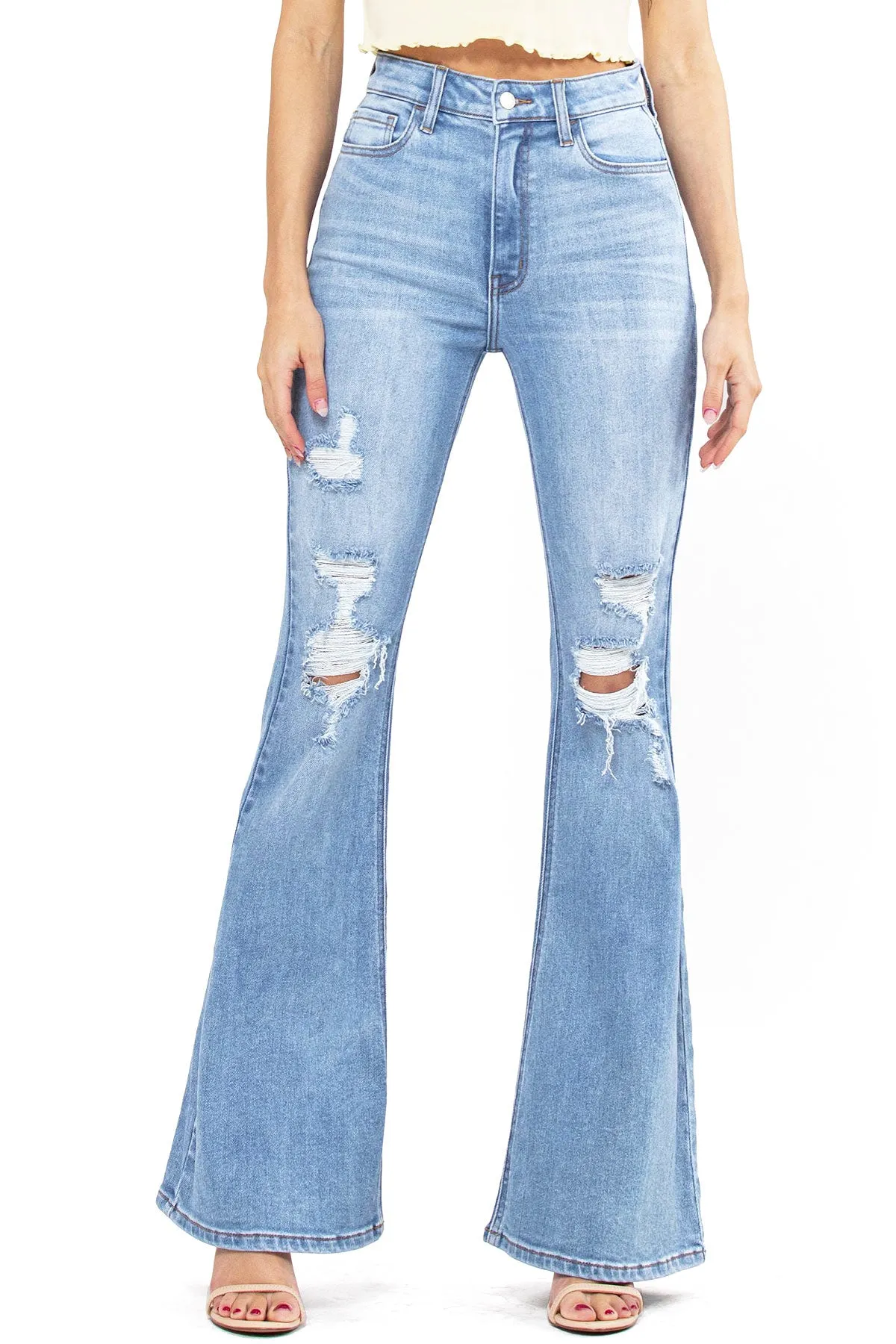 Kira Distressed Flare Jeans