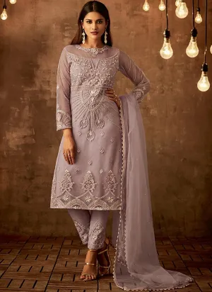 Light Purple Traditional Embroidered Palazzo Pant Suit