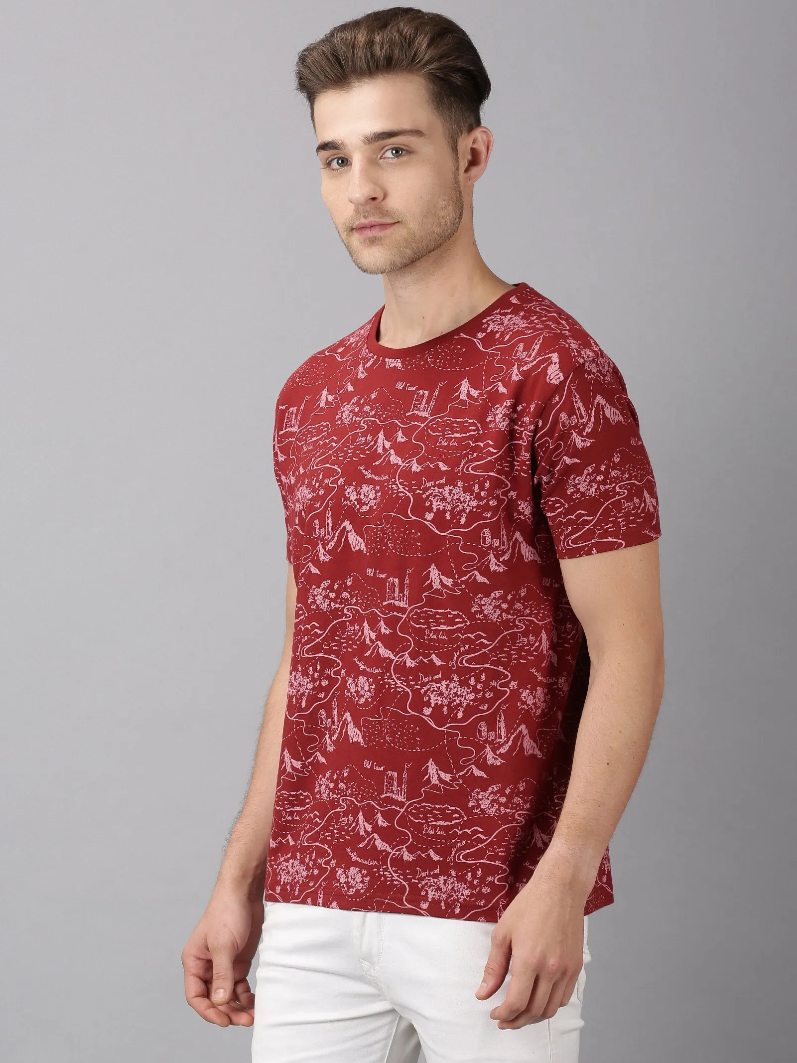 MEN'S MAROON SLIM FIT T.SHIRT