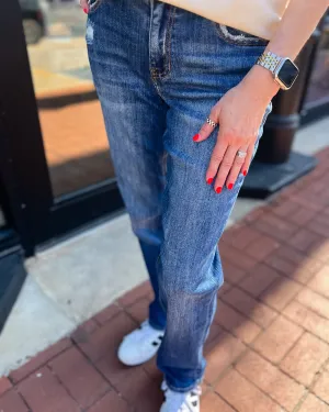 Mid-Rise Straight Jeans