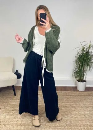 Misty Cord Wide Leg Pants in Black