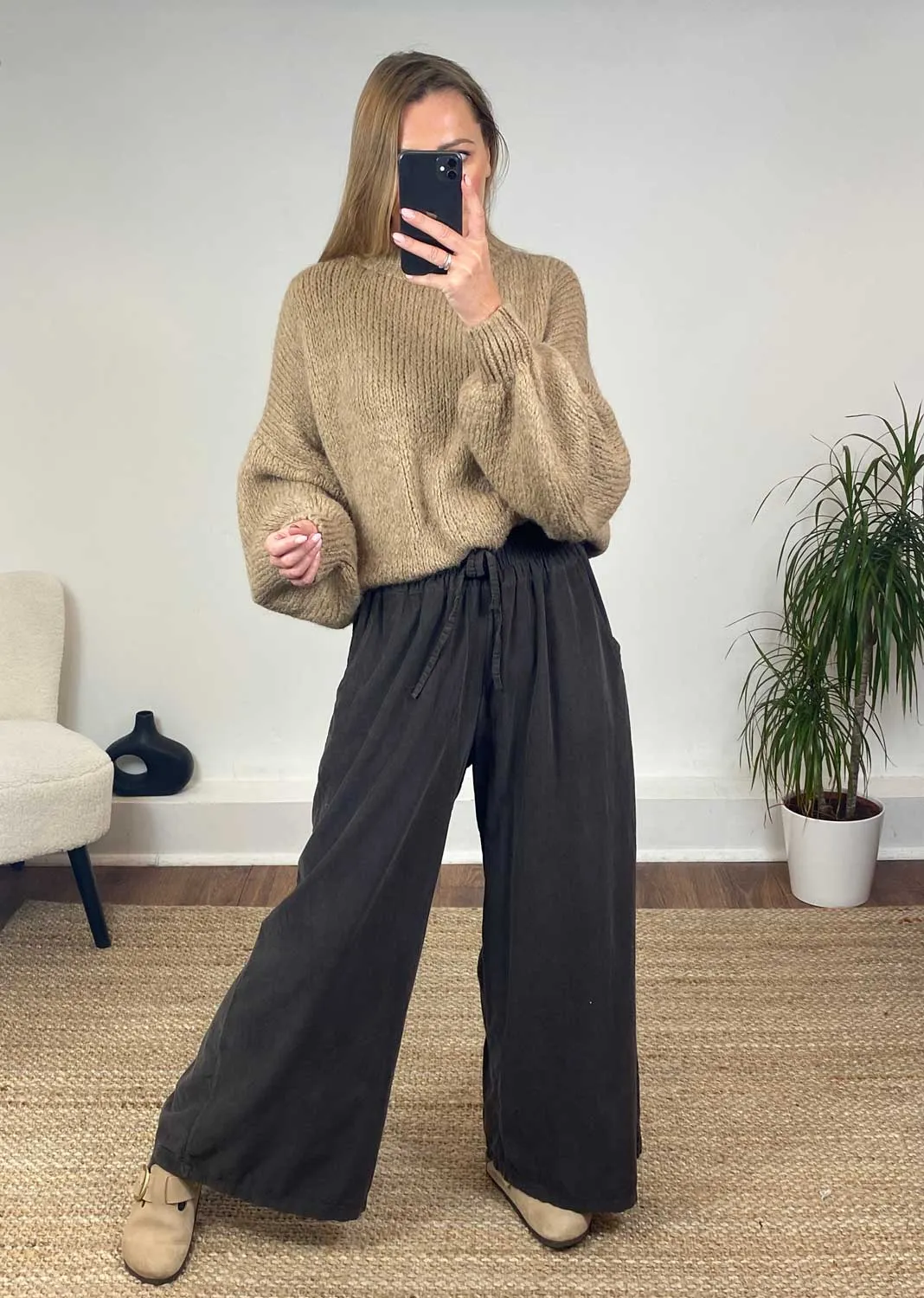 Misty Cord Wide Leg Pants in Brown