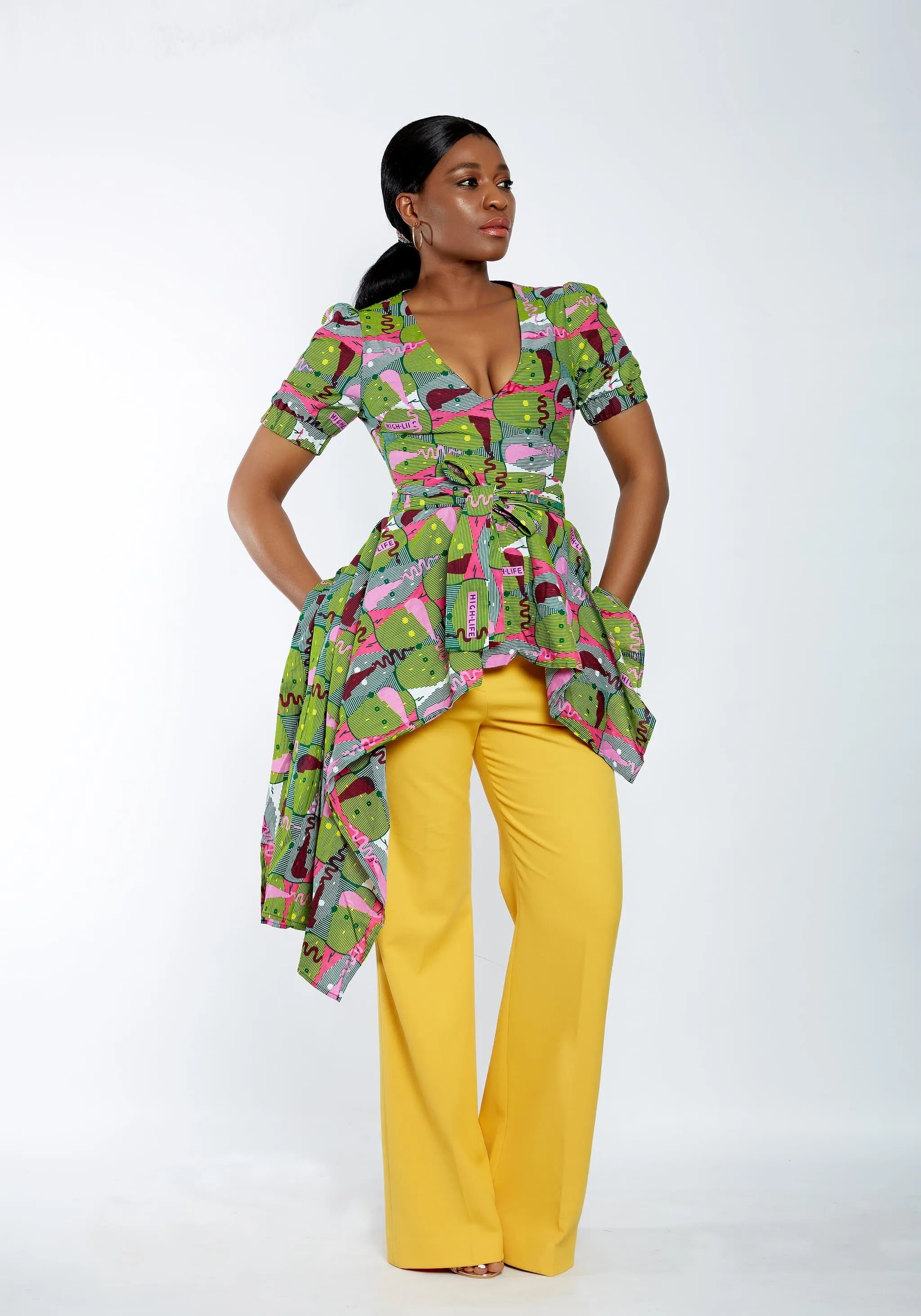 New In - Zuriel Venna African Print Asymmetric Blouse/Top