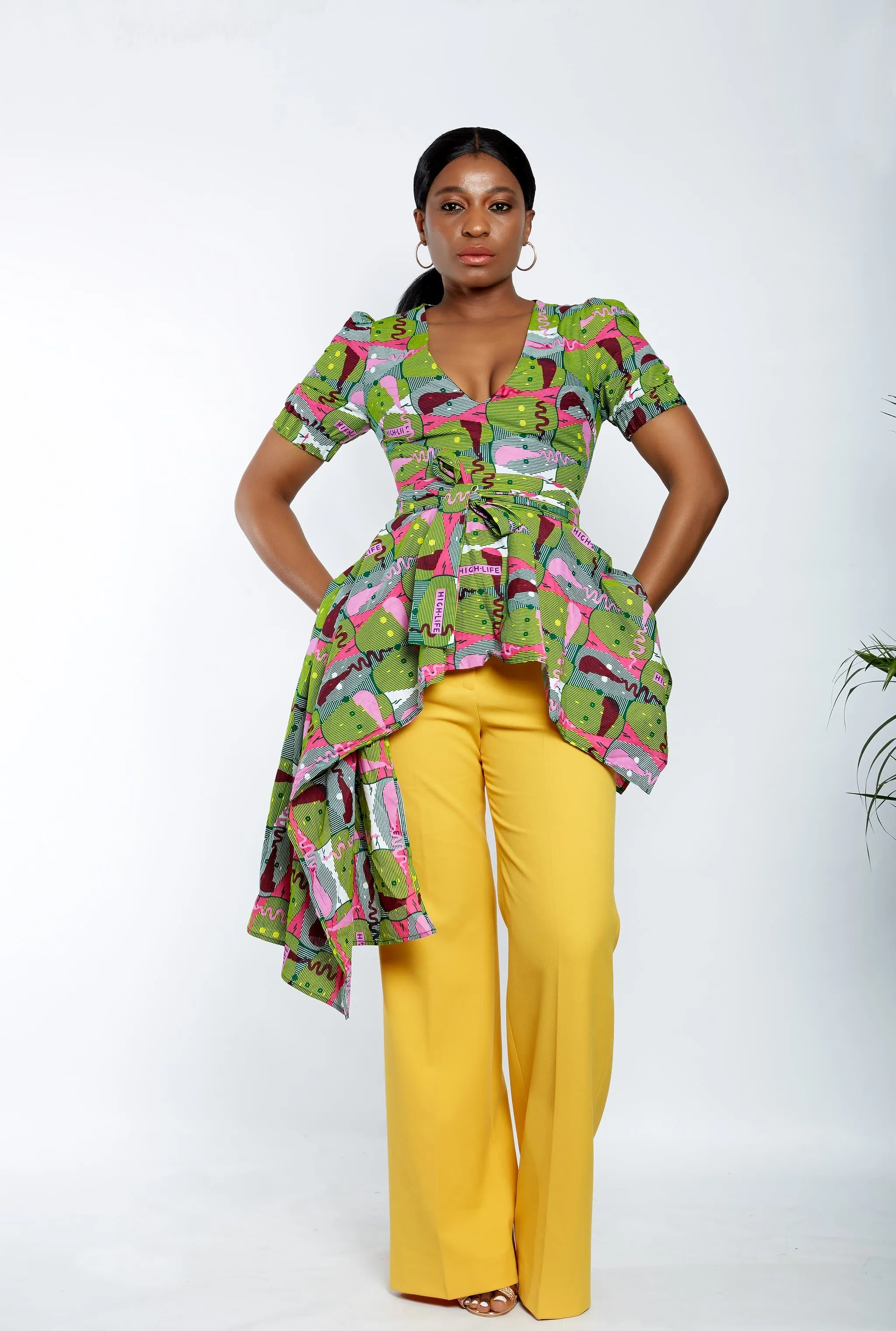 New In - Zuriel Venna African Print Asymmetric Blouse/Top