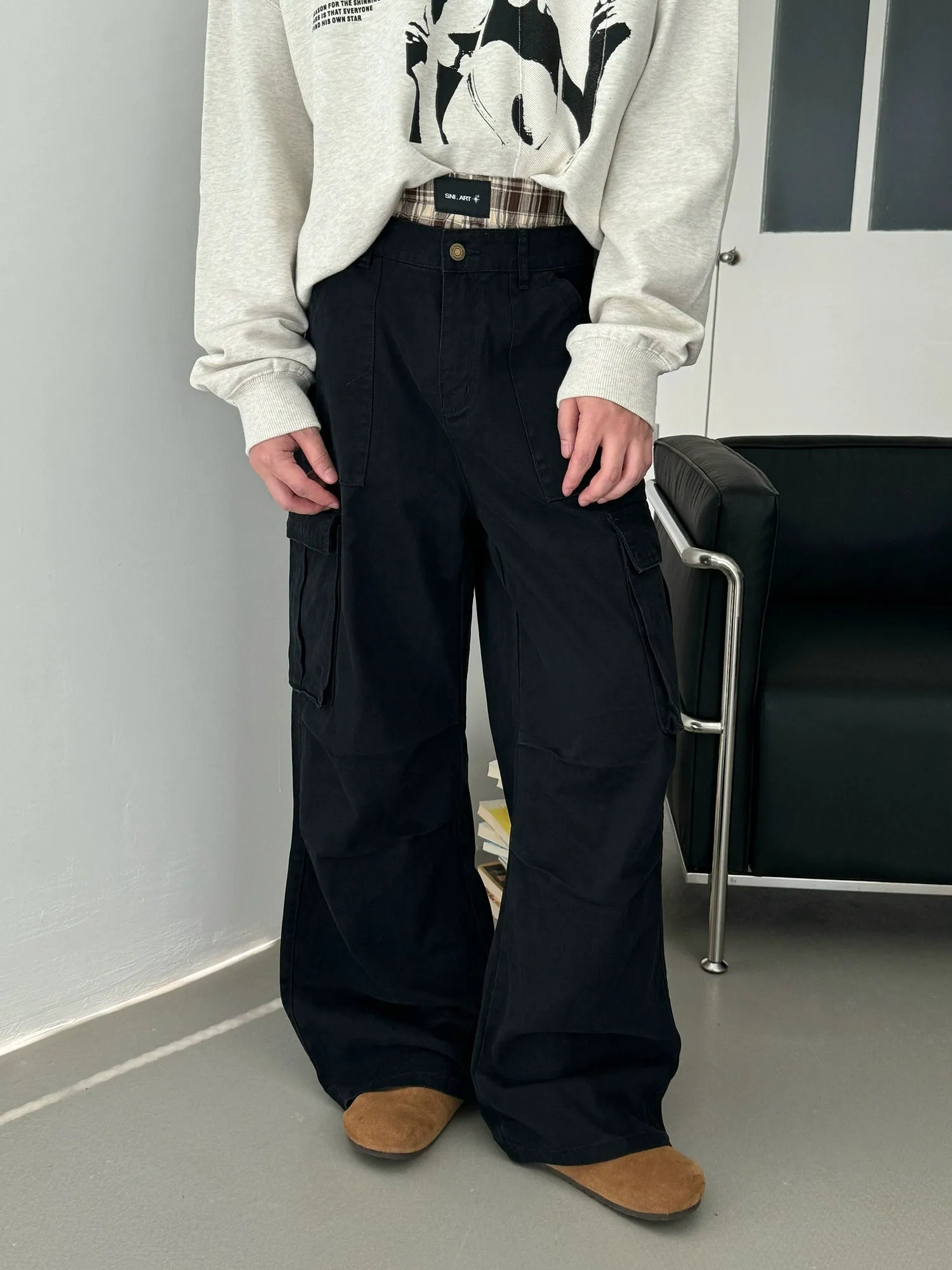 Nine Washed Pleats Relaxed Fit Cargo Pants