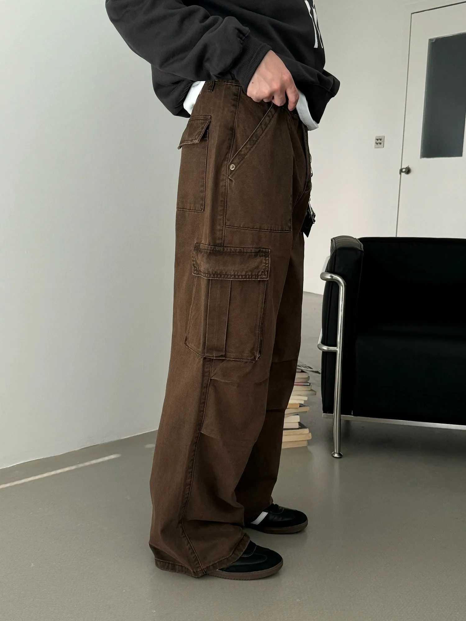 Nine Washed Pleats Relaxed Fit Cargo Pants