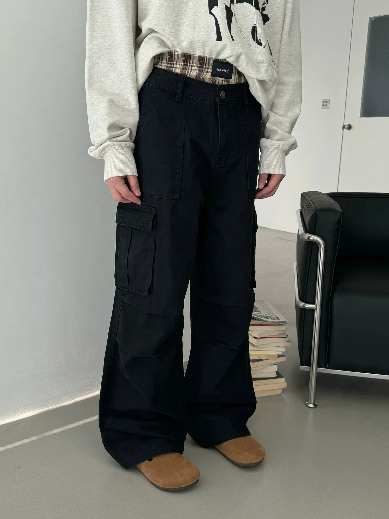 Nine Washed Pleats Relaxed Fit Cargo Pants