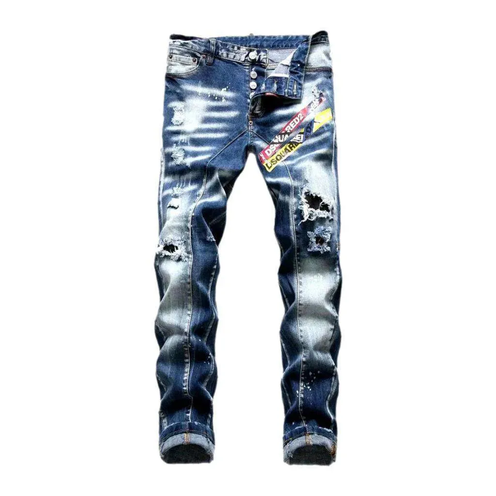 Painted men's skinny jeans