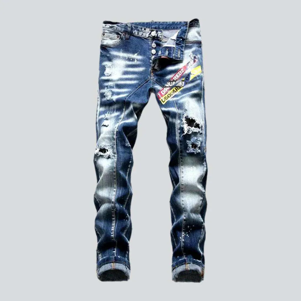 Painted men's skinny jeans