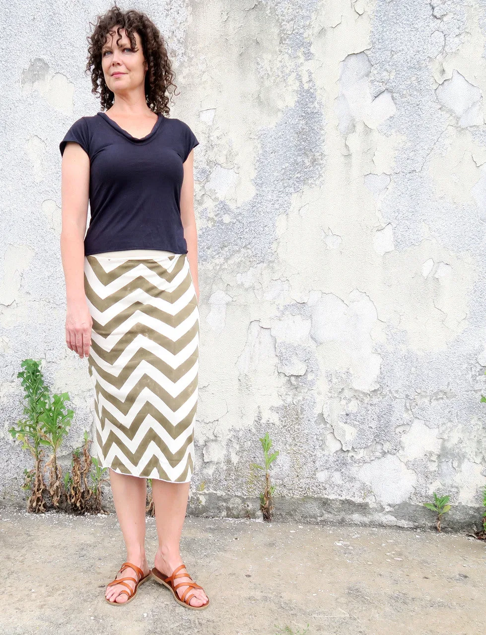 Pencil Below Knee BLOCK PRINTED Skirt